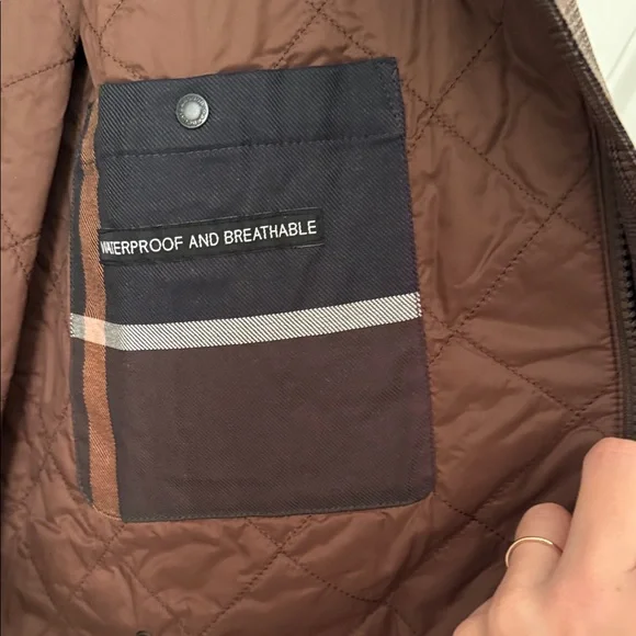 NWT Barbour Checkered Brown Raincoat for Men - Picture 8 of 9